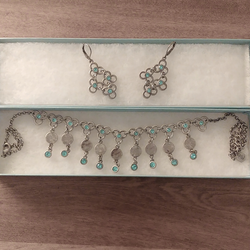 Touchstone Crystal Mini-Coin Necklace and Earrings set